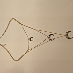 NWOT Gold Three Tier Half Moon Necklace